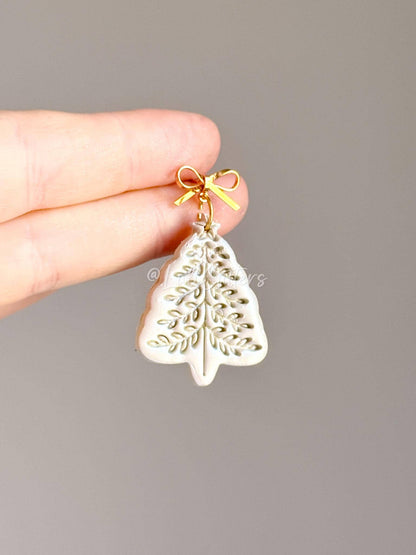 Winter Fairy Christmas Tree with Imprint Details Polymer Clay Cutter Holiday Earrings & Jewelry