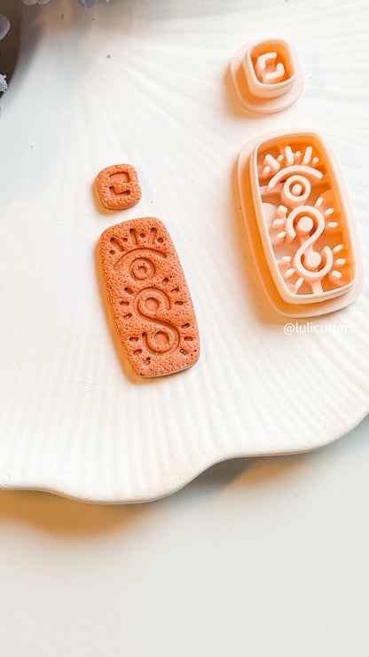 Aztec Eye & Sun Clay Cutter Set: Boho Polymer Clay Earring Cutters