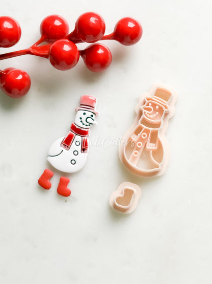 Snowman with Boots Clay Cutter Set: Christmas Earrings and Charm