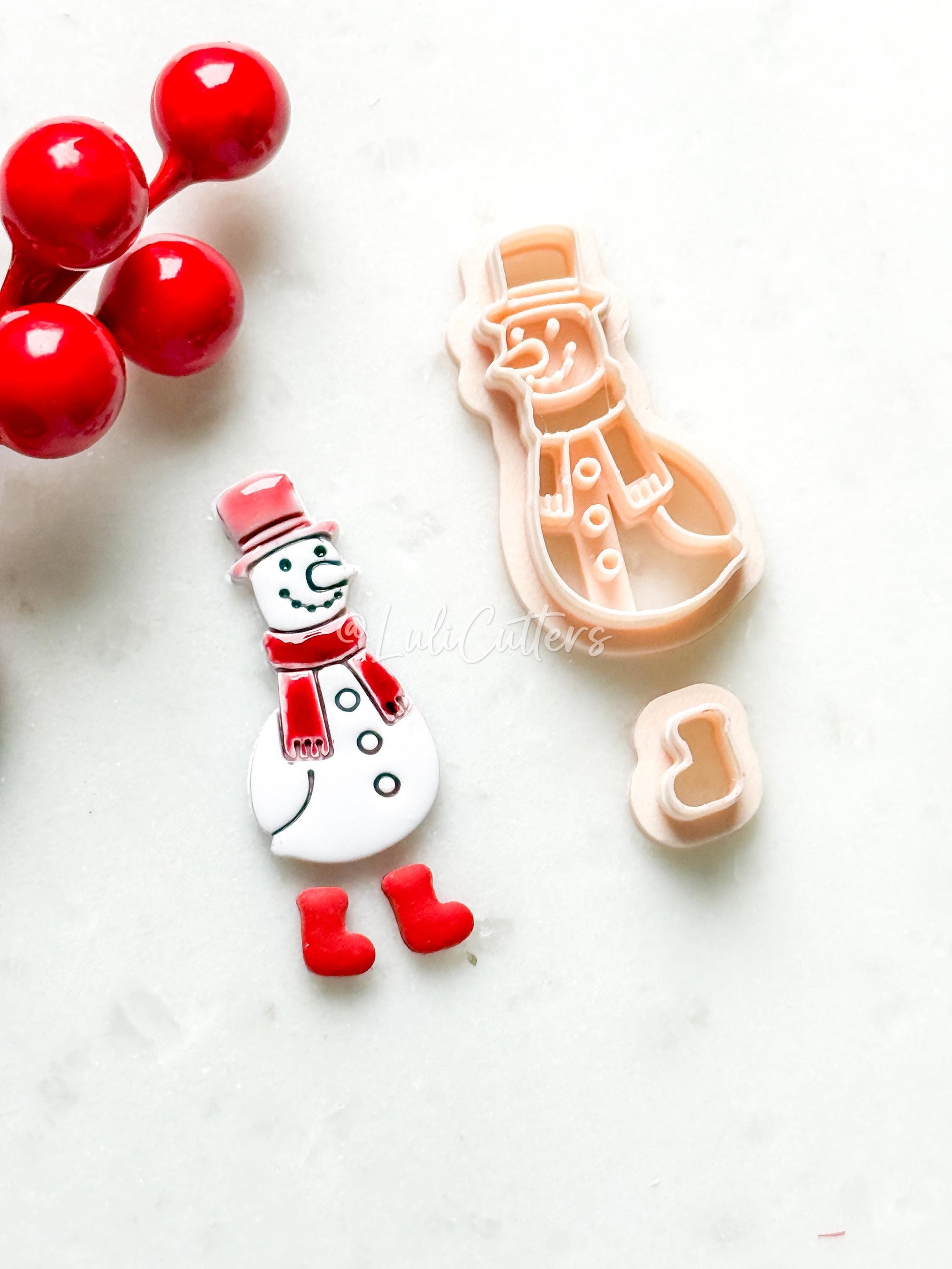 Snowman with Boots Clay Cutter Set: Christmas Earrings and Charm