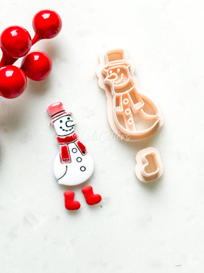 Snowman with Boots Clay Cutter Set: Christmas Earrings and Charm