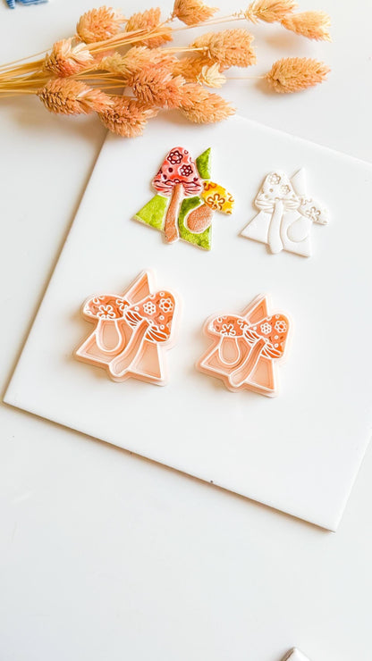 Mushroom Triangle Clay Cutter: Geometric Fungi Mold, Cottagecore Style (38 & 44 mm)