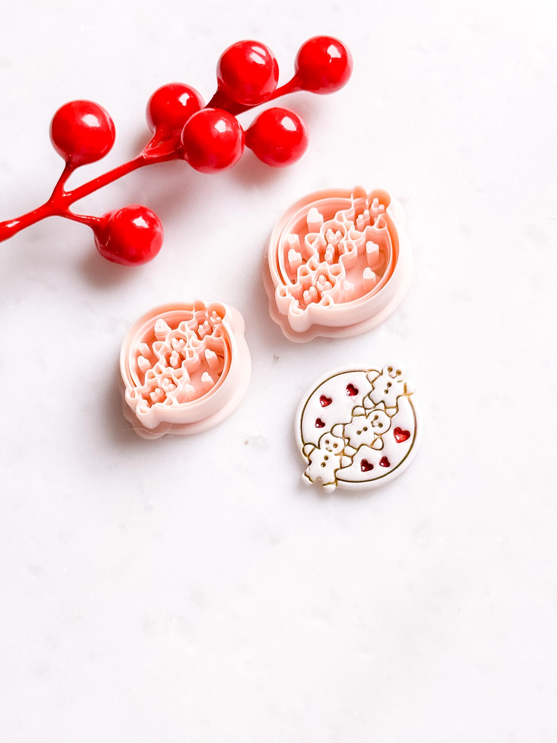 Gingerbread Family & Hearts Clay Cutter Set – Christmas Polymer Clay Cookie Shape