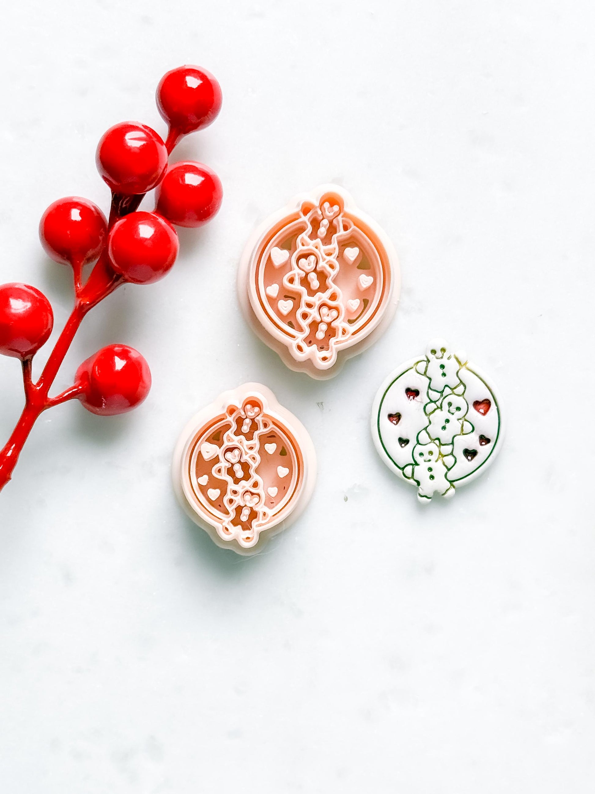 Gingerbread Family & Hearts Clay Cutter Set – Christmas Polymer Clay Cookie Shape