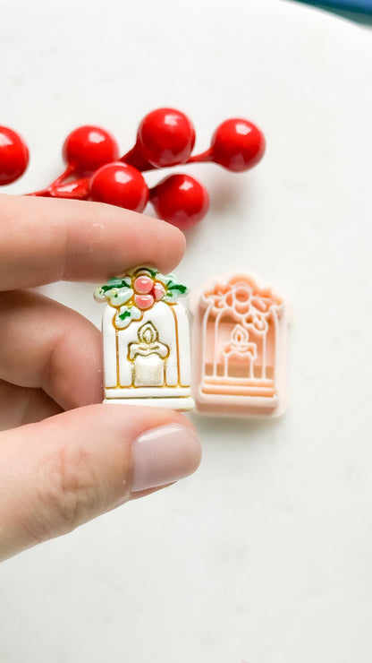 Christmas Candle Polymer Clay Cutter Holiday Window Embossed Shape