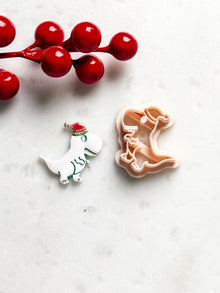 Winter Dinosaur Clay Cutter – Dino with Hat and Scarf Polymer Clay Earring & Charm Tool