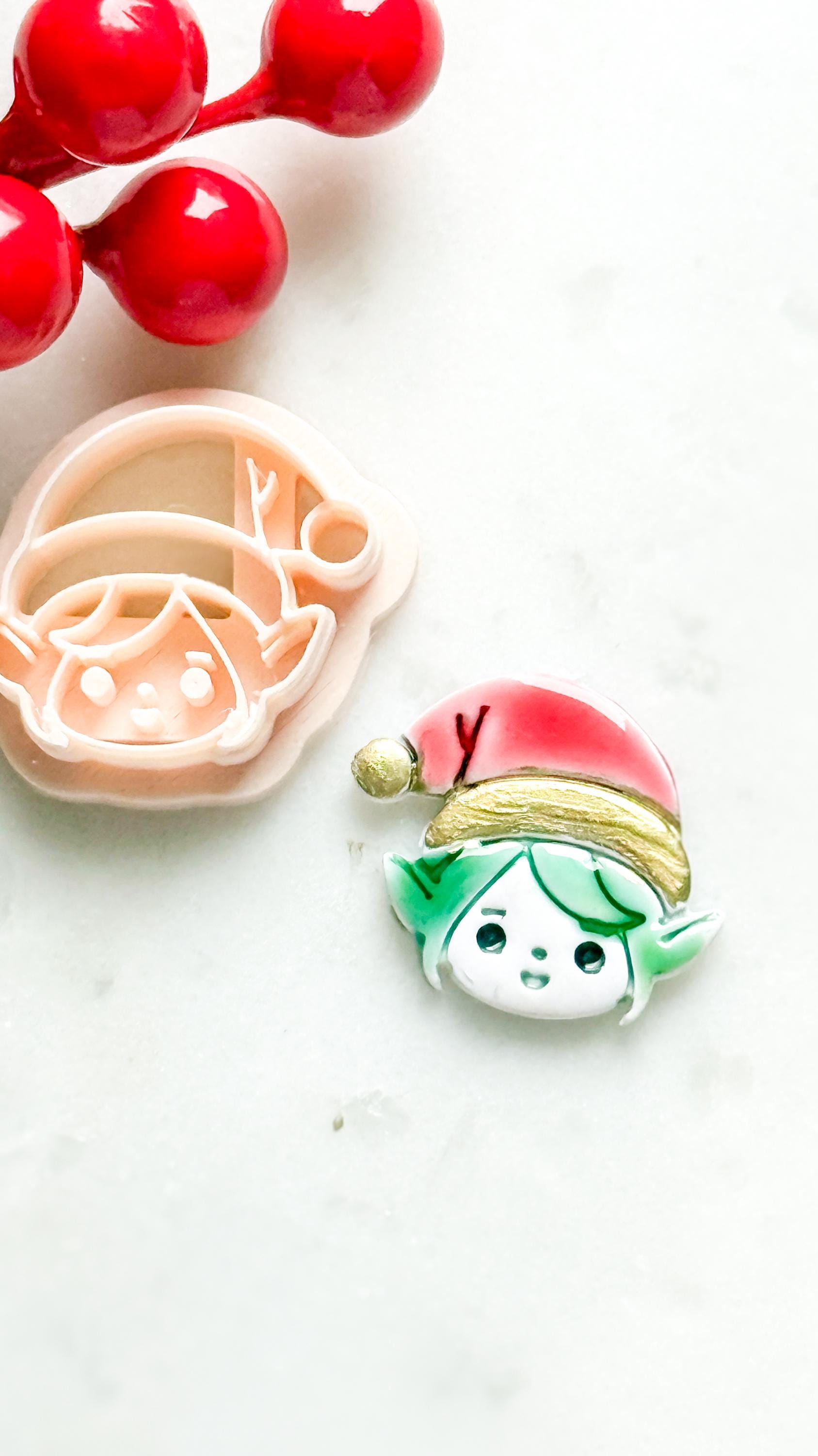 Christmas Elf Polymer Clay Cutter Holiday Embossed Earring Shape
