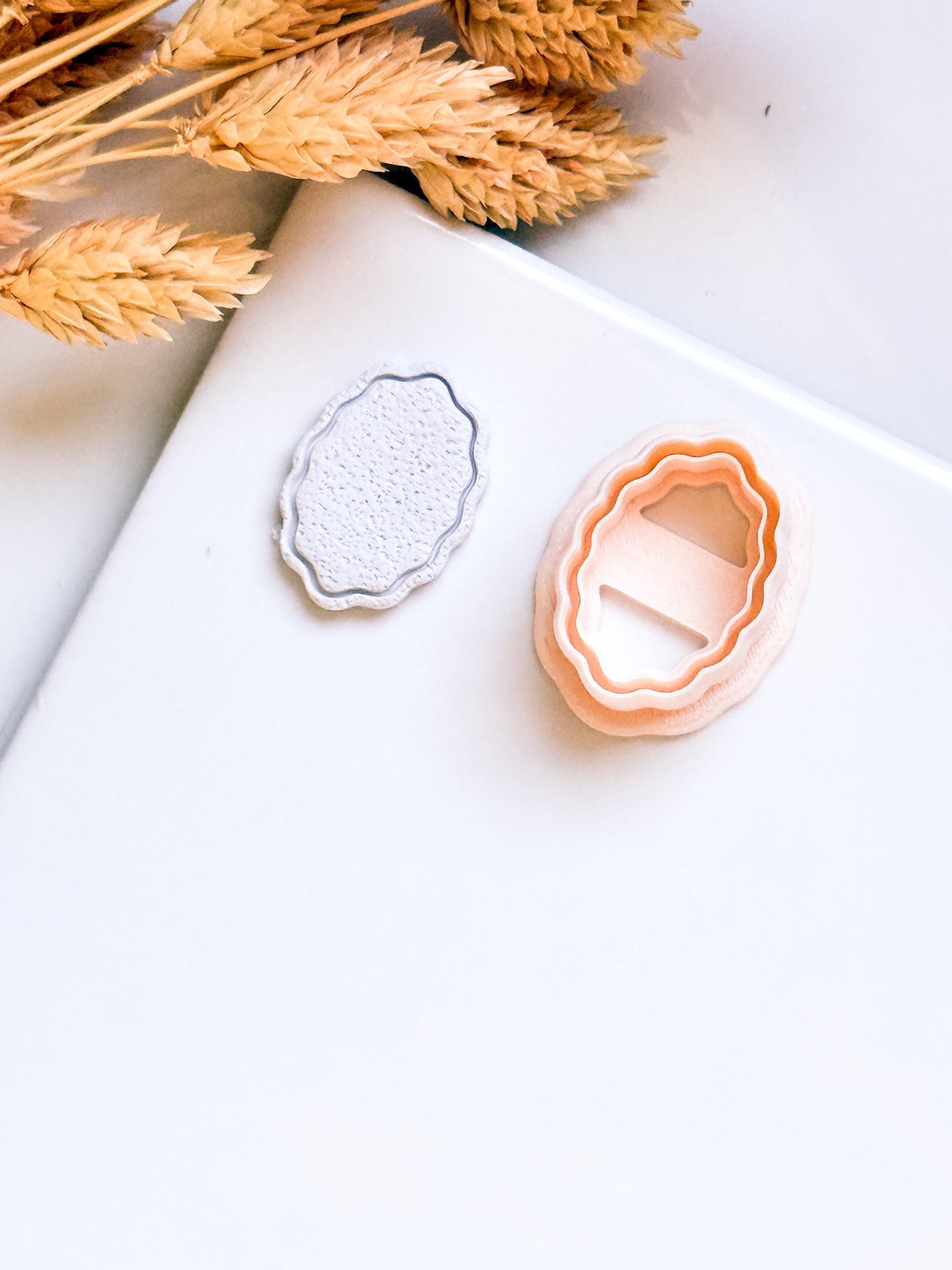 Scalloped Oval Polymer Clay Cutter Wavy Medallion Shape Tool for Earrings and Jewelry Making