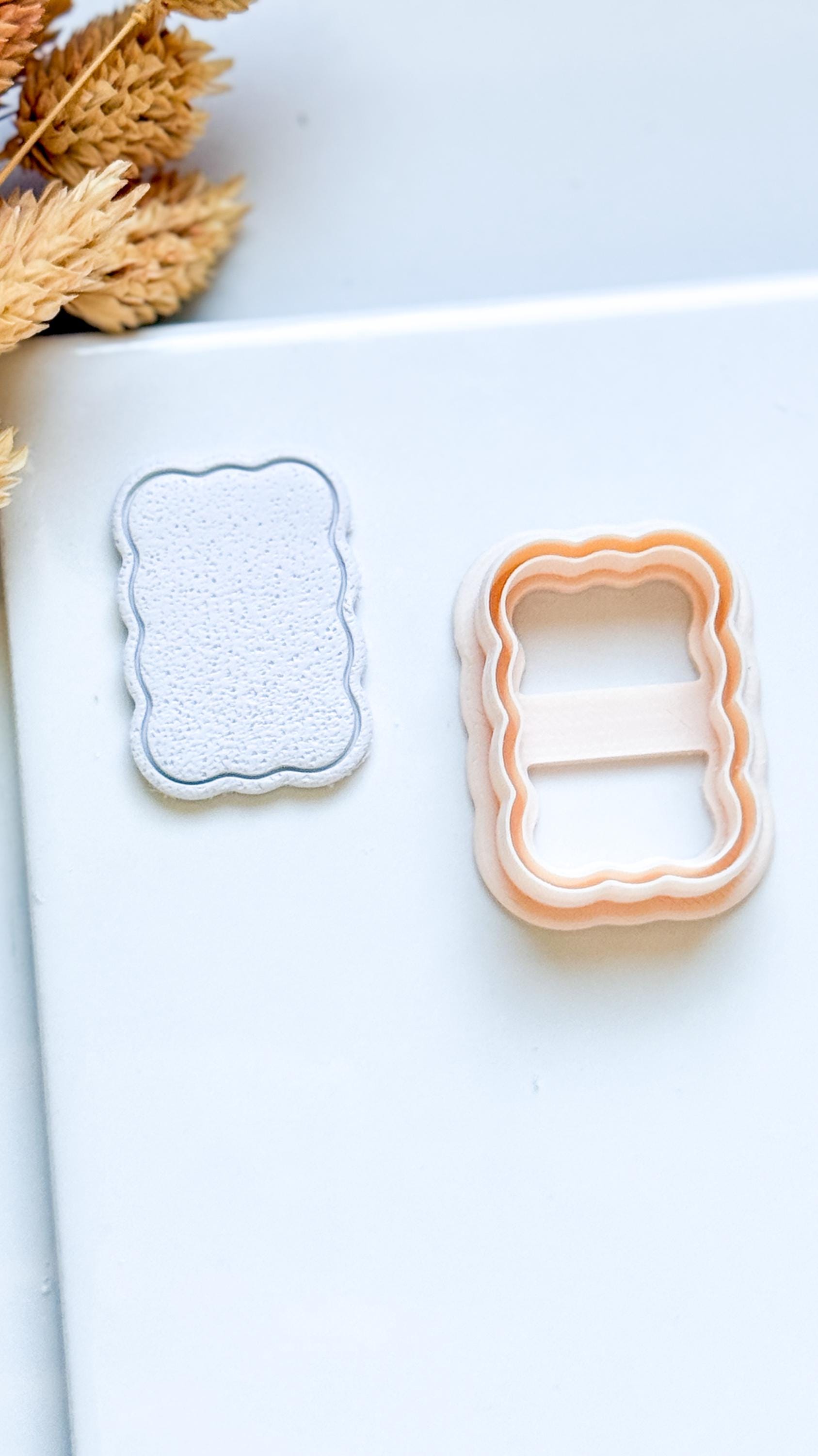 Scalloped Rectangle Polymer Clay Cutter Wavy Plaque Shape Tool for Earrings and Jewelry Making