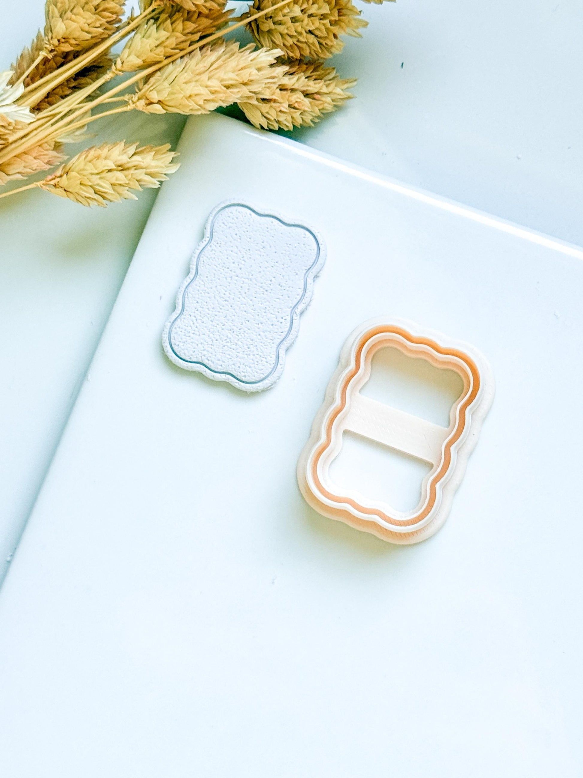 Scalloped Rectangle Polymer Clay Cutter Wavy Plaque Shape Tool for Earrings and Jewelry Making