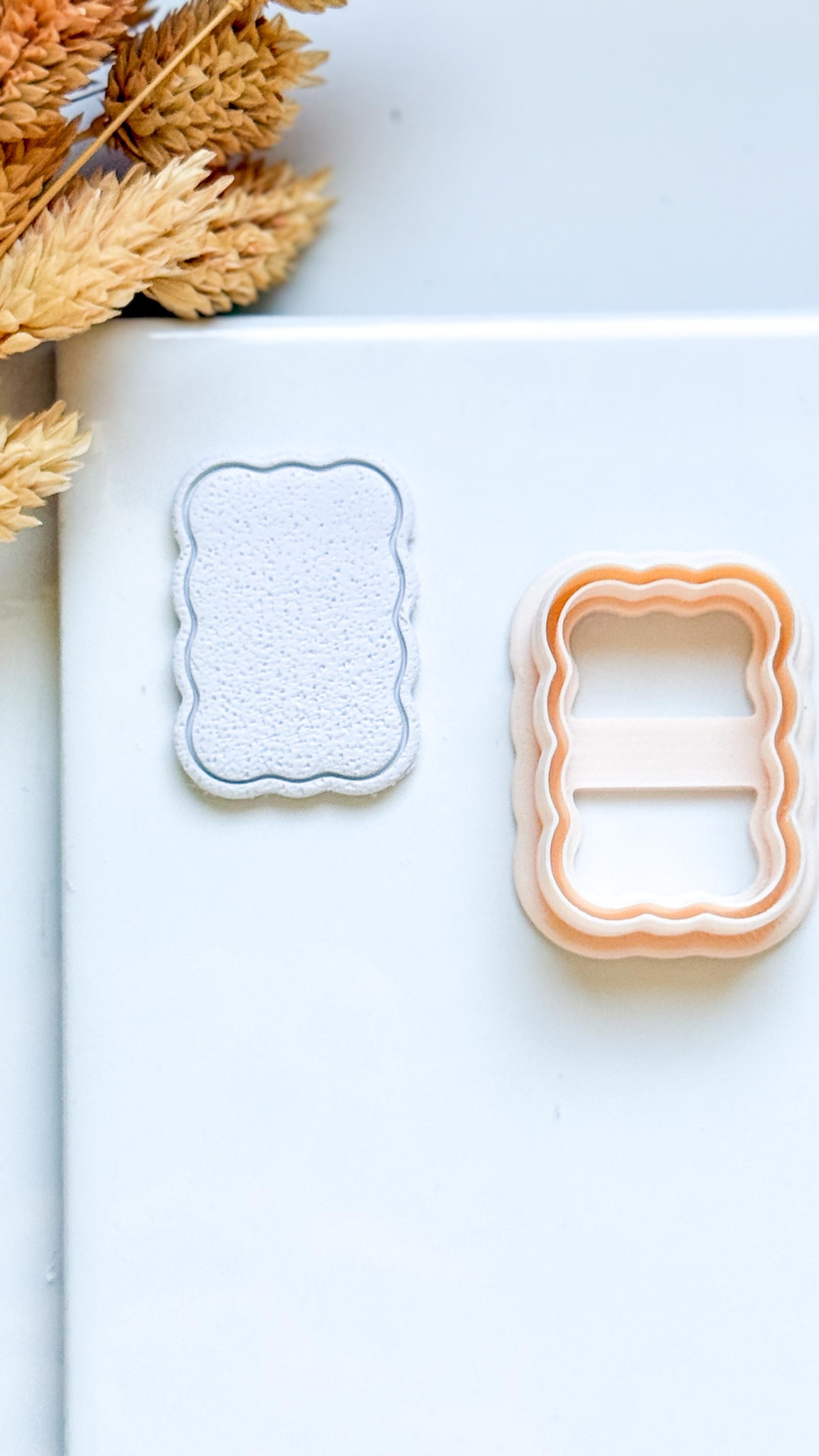 Scalloped Rectangle Polymer Clay Cutter Wavy Plaque Shape Tool for Earrings and Jewelry Making