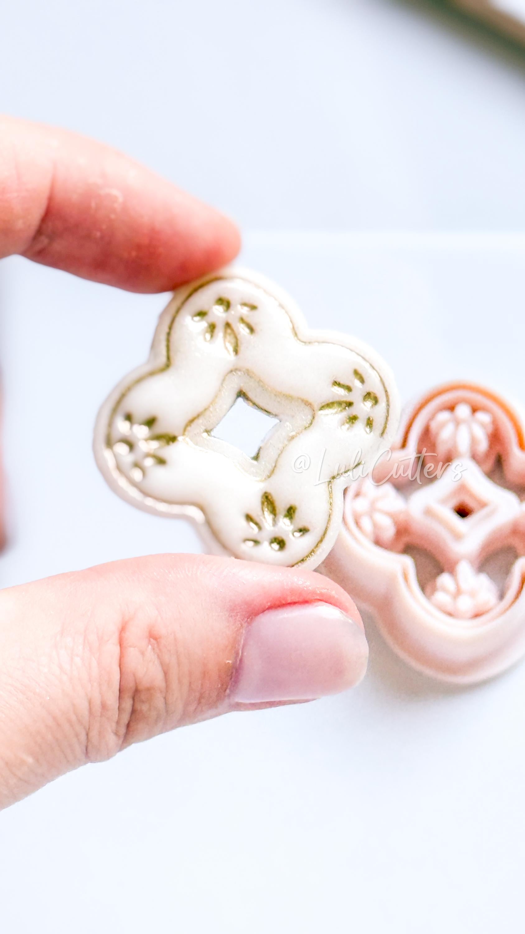 Floral Quatrefoil Polymer Clay Cutter for Hoop - Petal Tile Shape for Earrings