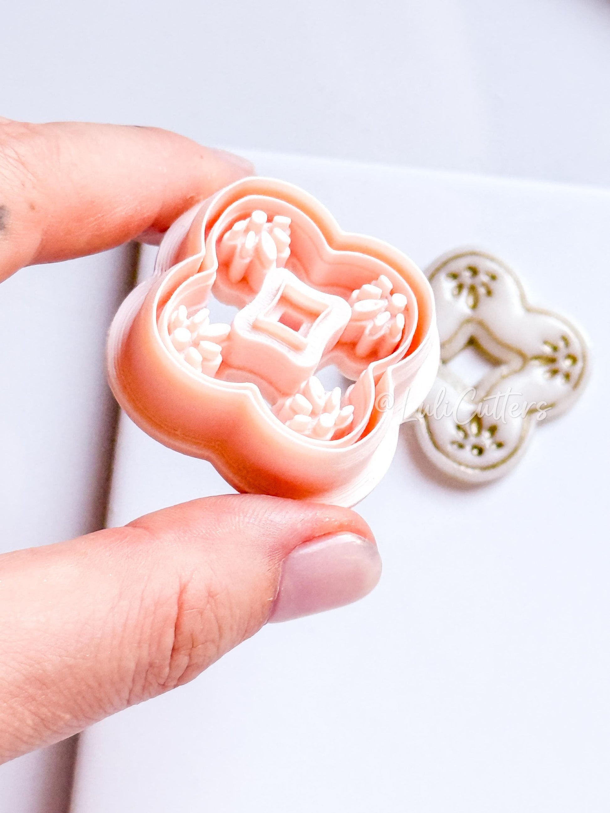 Floral Quatrefoil Polymer Clay Cutter for Hoop - Petal Tile Shape for Earrings