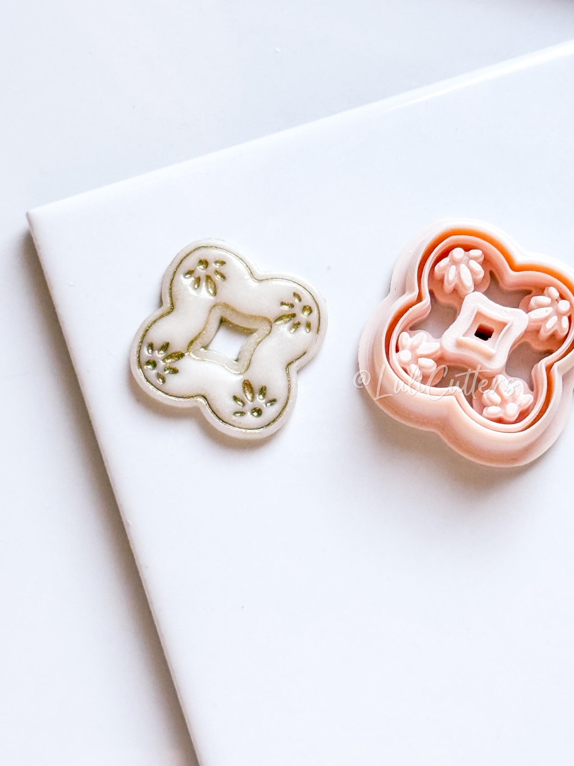 Floral Quatrefoil Polymer Clay Cutter for Hoop - Petal Tile Shape for Earrings