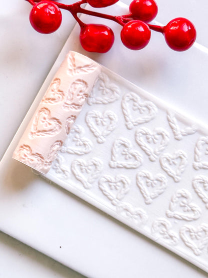Braided Heart Emboss Roller for Polymer Clay – Scandinavian Christmas Texture Rolling Pin