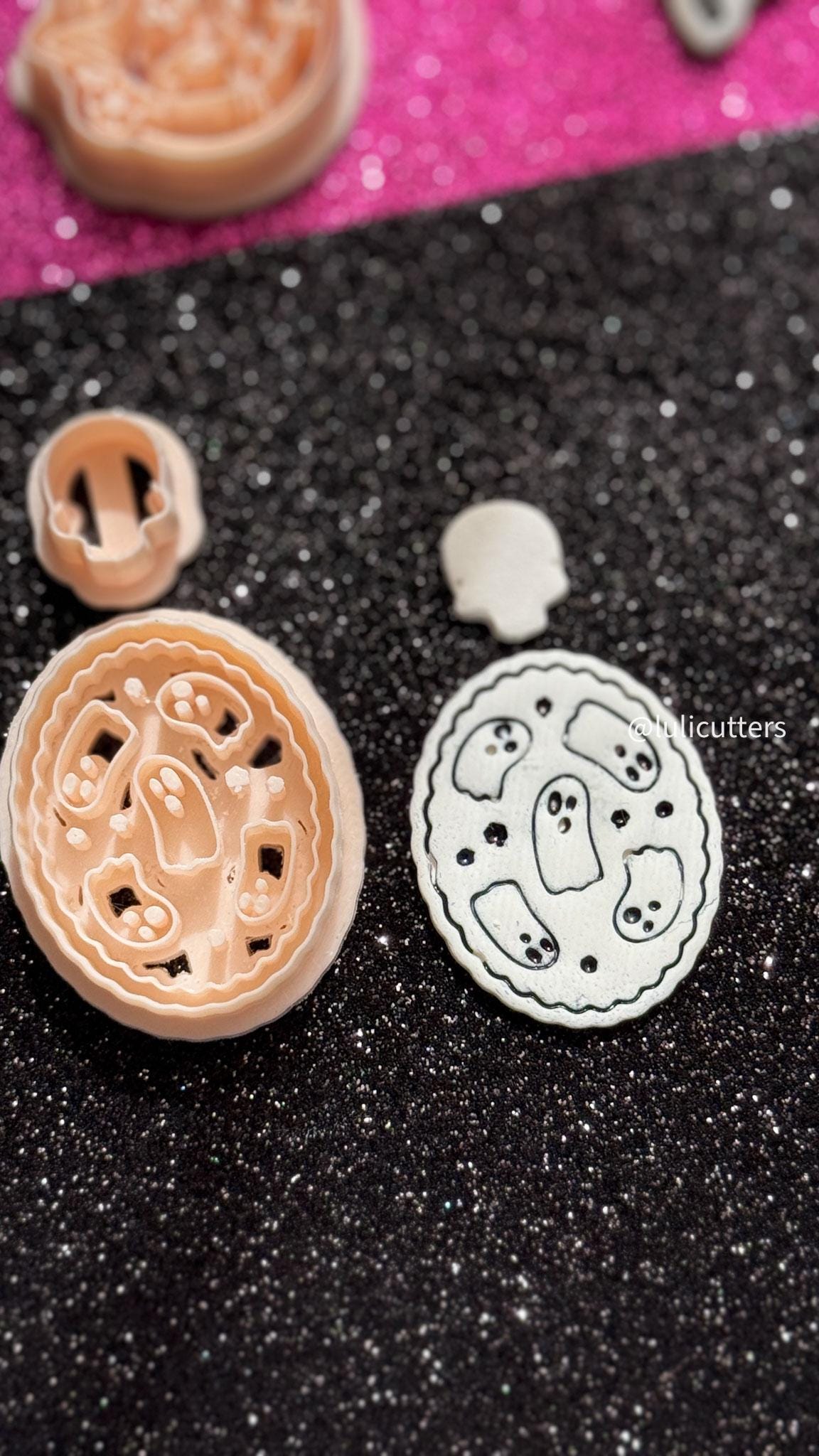 Ghost Cameo Polymer Clay Cutter Set: Halloween Skull Jewelry Making