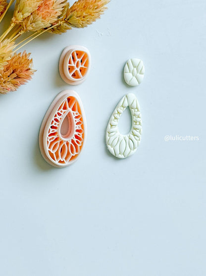 Floral Teardrop Polymer Clay Cutter Set: Botanical Jewelry Mold