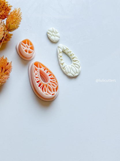Floral Teardrop Polymer Clay Cutter Set: Botanical Jewelry Mold