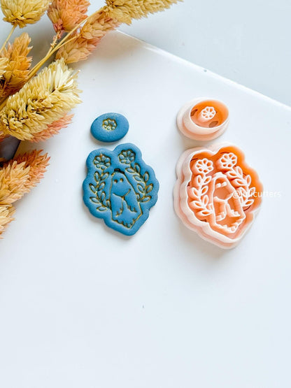 Floral Ghost Clay Cutter Set: Halloween Jewelry Mold with Topper