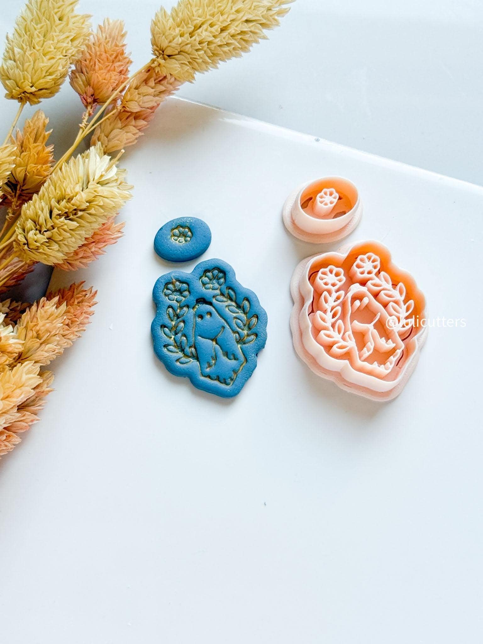 Floral Ghost Clay Cutter Set: Halloween Jewelry Mold with Topper