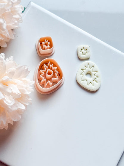 Sunburst Polymer Clay Earring Cutters: Abstract Layered Shapes