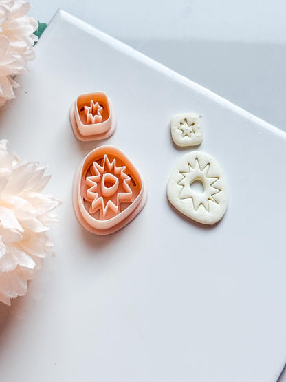 Sunburst Polymer Clay Earring Cutters: Abstract Layered Shapes