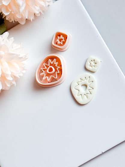 Sunburst Polymer Clay Earring Cutters: Abstract Layered Shapes