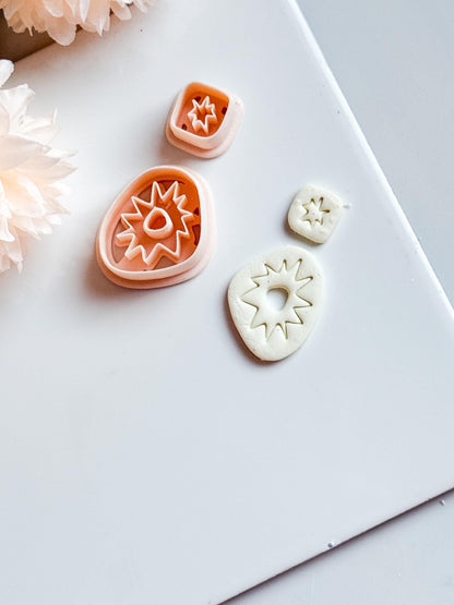 Sunburst Polymer Clay Earring Cutters: Abstract Layered Shapes
