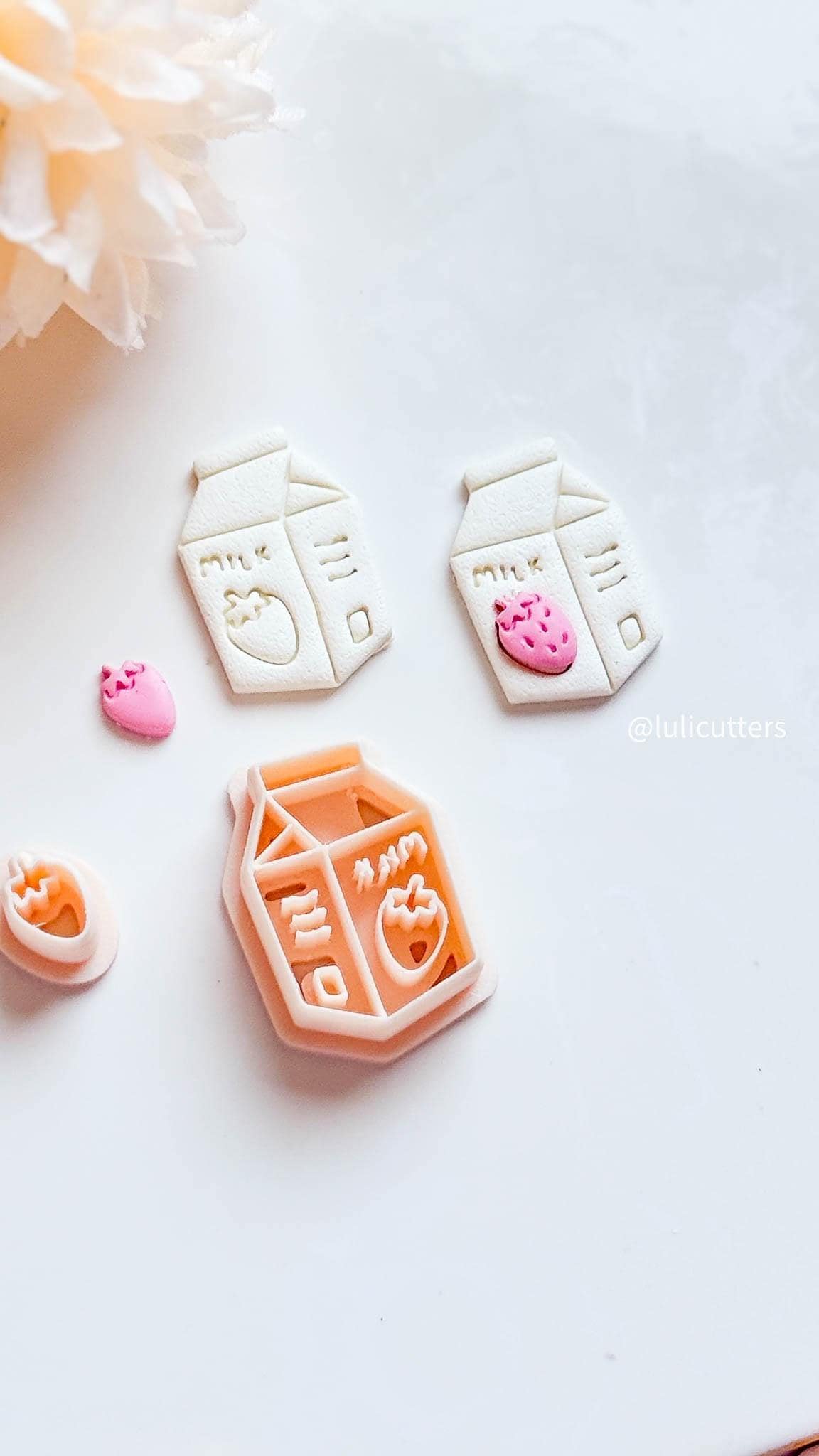 Strawberry Milk Carton Clay Cutter Layered Micro Strawberry Add-on