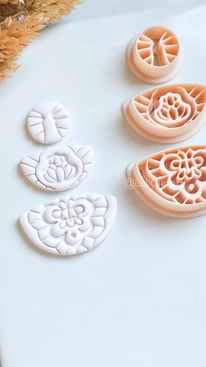 Floral Mandala Ornamental Clay Cutter Set – Decorative Polymer Clay Earring Cutters