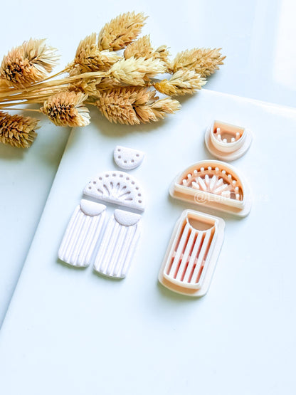 Boho Sunburst Clay Cutter Set: Arch Fringe Earring Design