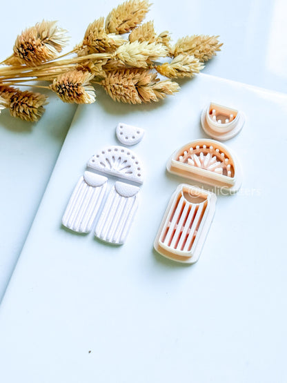 Boho Sunburst Clay Cutter Set: Arch Fringe Earring Design