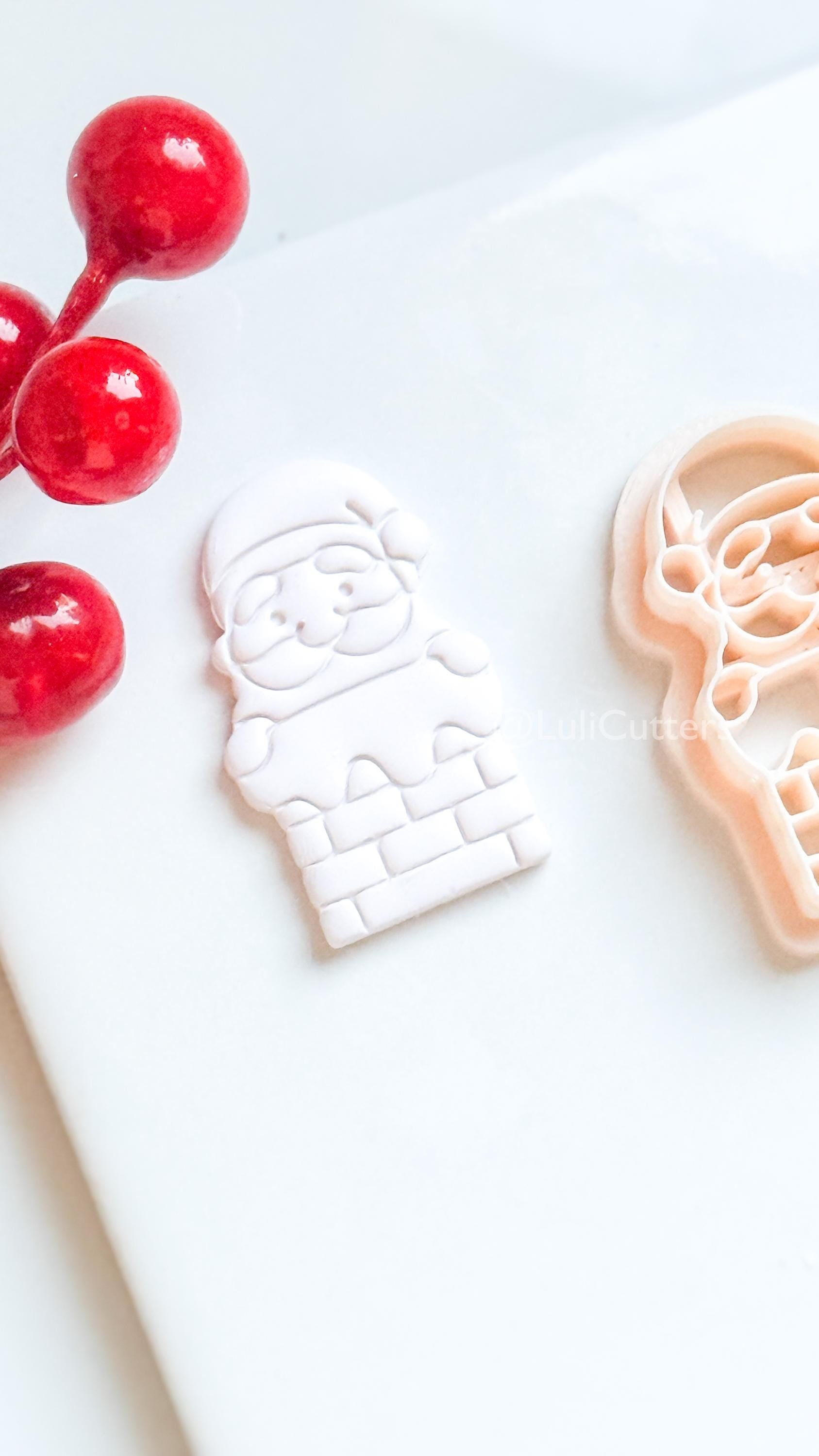 Santa in Chimney Clay Cutter – Christmas Polymer Clay Tool for Holiday Earrings & Charms
