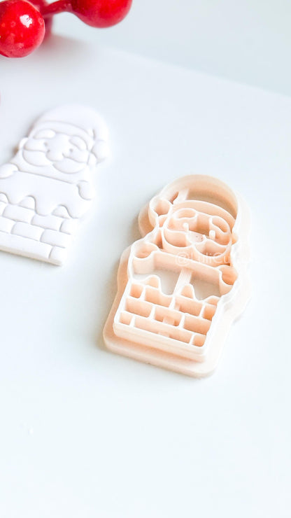 Santa in Chimney Clay Cutter – Christmas Polymer Clay Tool for Holiday Earrings & Charms