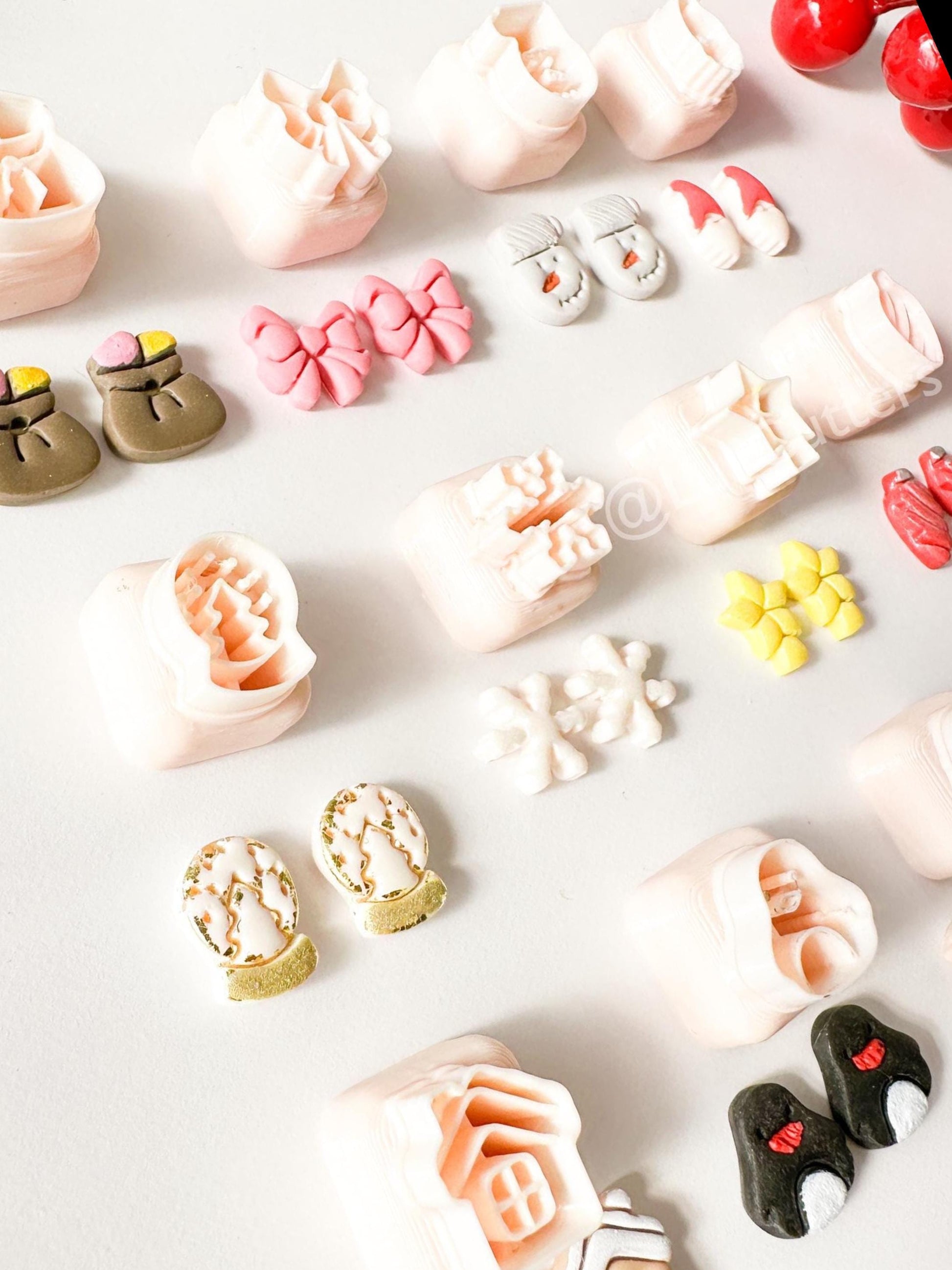Winter Holiday Mini Clay Cutter Set: Santa, Penguin, Snowflake (12mm)