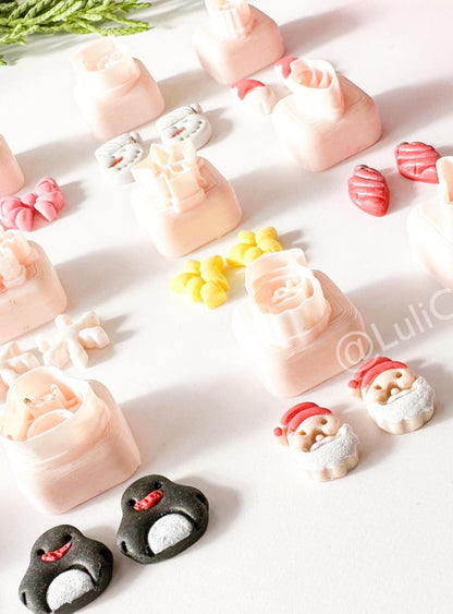 Winter Holiday Mini Clay Cutter Set: Santa, Penguin, Snowflake (12mm)