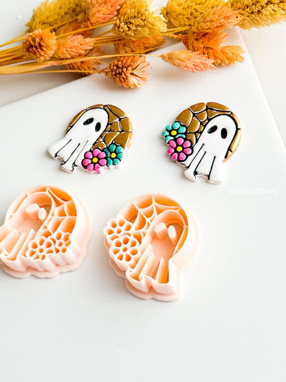 Ghost Clay Cutter: Halloween Floral Jewelry, Polymer Clay Charms