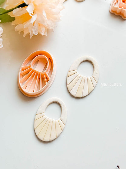 Ribbed Oval Clay Earring Cutter 45 mm Statement Shape with Built-in Detailing