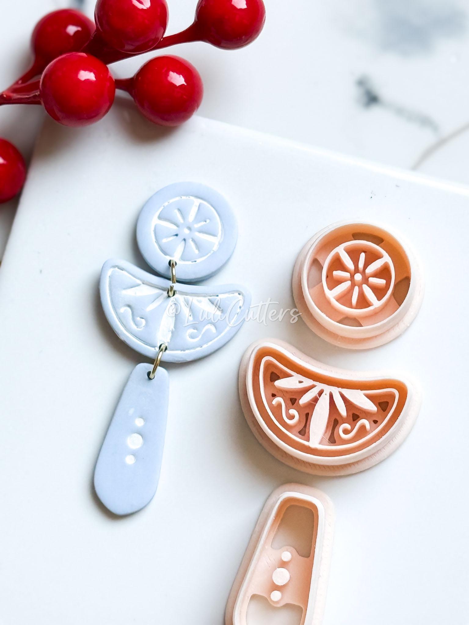 Boho Rosette & Crescent Polymer Clay Cutter Set 3 Piece Earring Drop Shapes