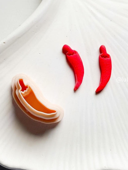Mini Chili Pepper Clay Cutter 25mm Spicy Earring Cutter with Imprint