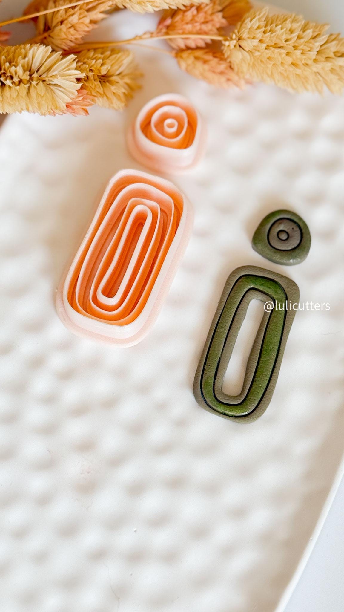 Polymer Clay Earring Cutter Set: Organic Shape, Line Textured Jewelry Making Tool