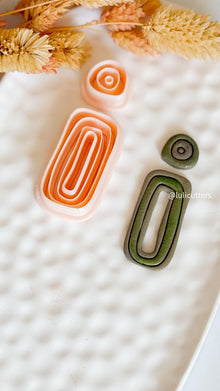 Polymer Clay Earring Cutter Set: Organic Shape, Line Textured Jewelry Making Tool