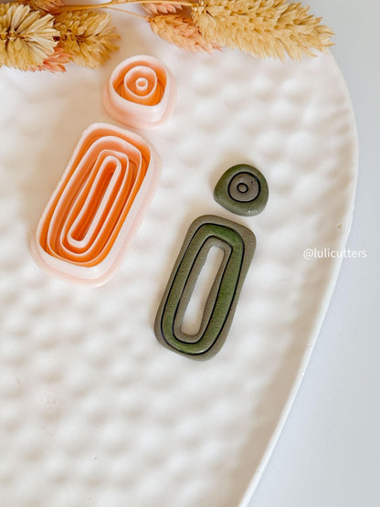 Polymer Clay Earring Cutter Set: Organic Shape, Line Textured Jewelry Making Tool