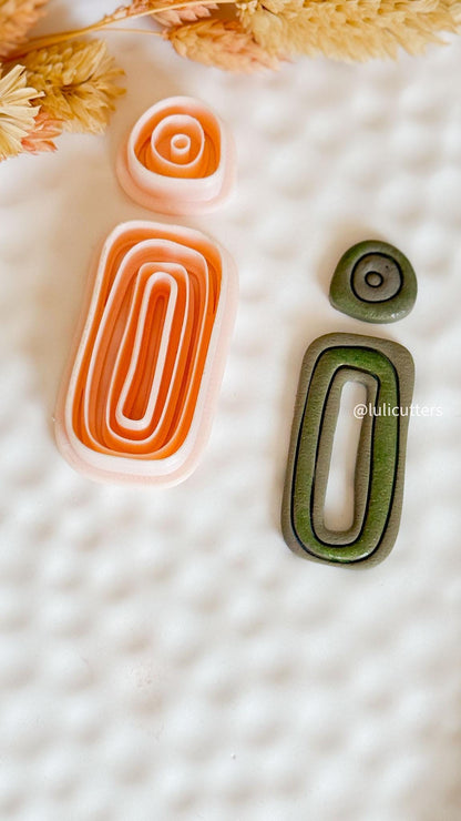 Polymer Clay Earring Cutter Set: Organic Shape, Line Textured Jewelry Making Tool
