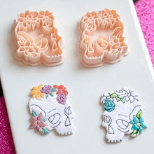 Floral Skull Clay Cutter: Polymer Clay Earring Mold, Botanical Goth (46 mm