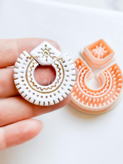 Boho Arch Clay Earring Cutter Set Includes Base Shape + Patterned Topper