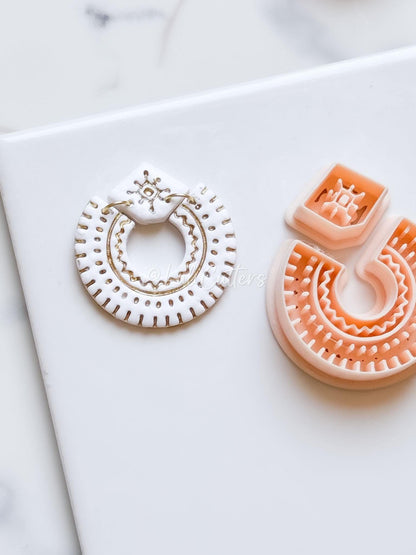 Boho Arch Clay Earring Cutter Set Includes Base Shape + Patterned Topper