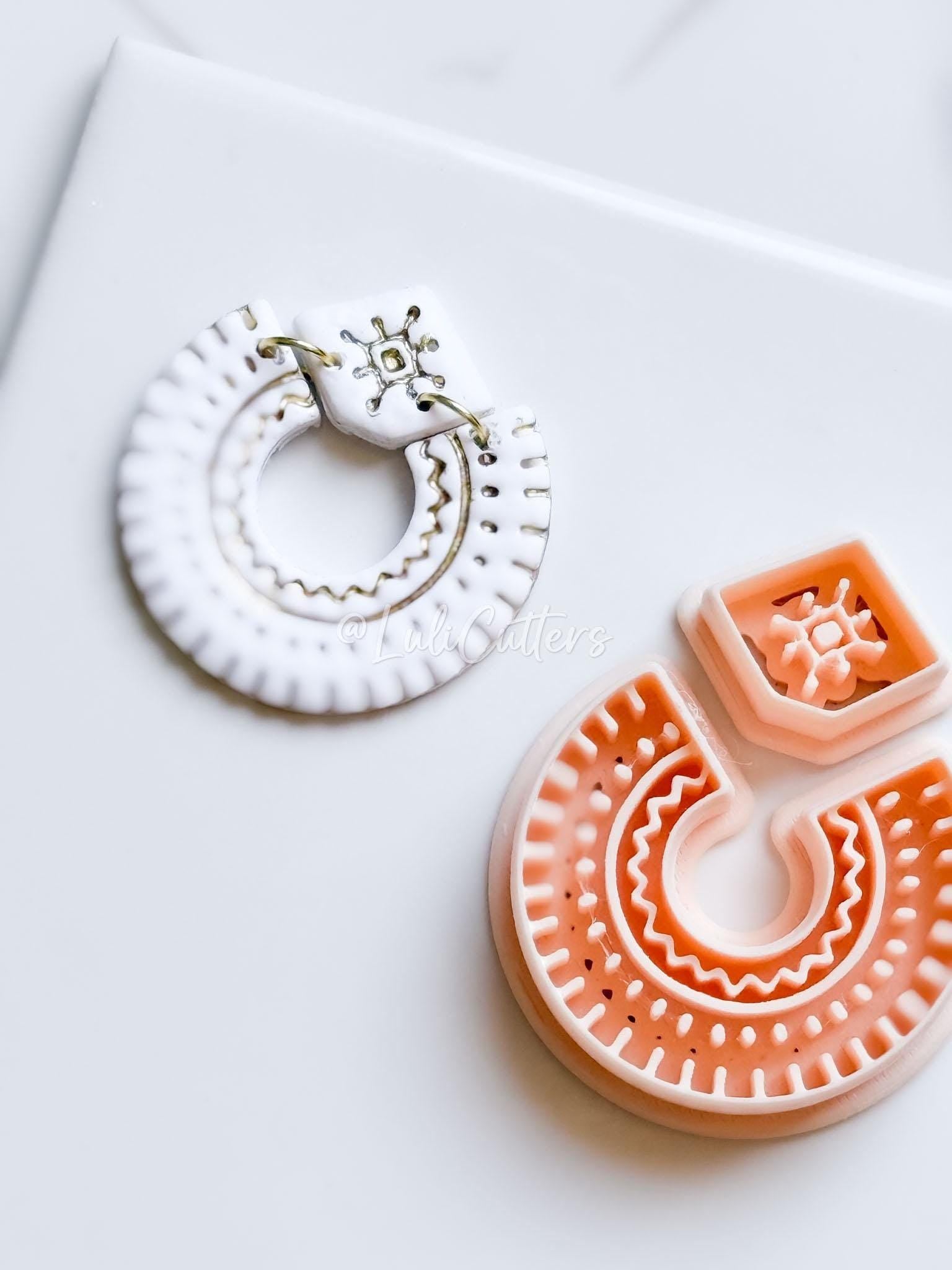Boho Arch Clay Earring Cutter Set Includes Base Shape + Patterned Topper