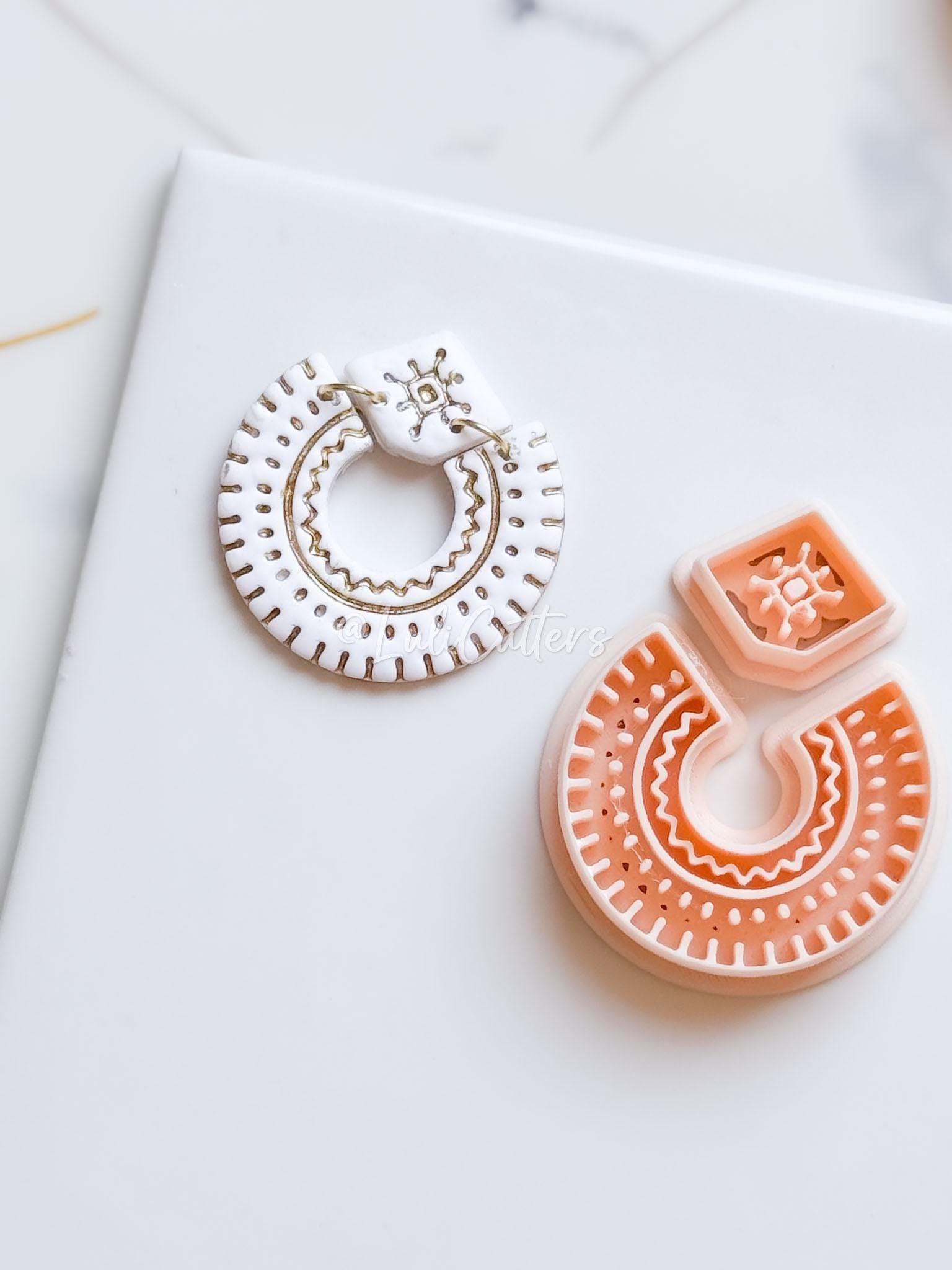 Boho Arch Clay Earring Cutter Set Includes Base Shape + Patterned Topper