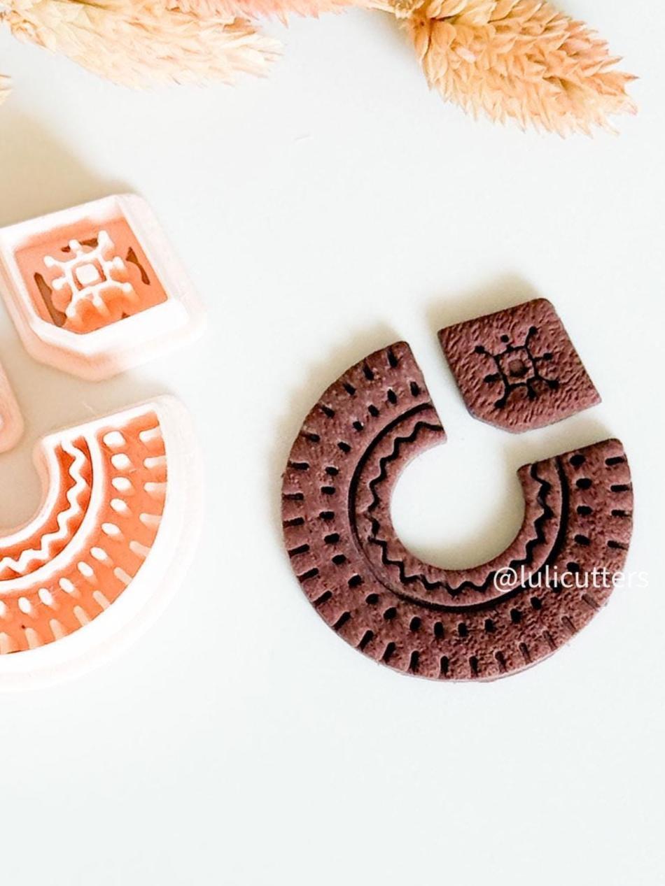 Boho Arch Clay Earring Cutter Set Includes Base Shape + Patterned Topper